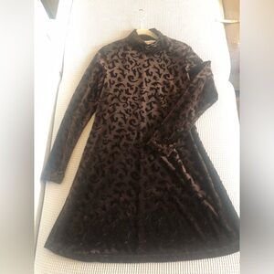 Brown long sleeve turtle neck A-line dress size M
